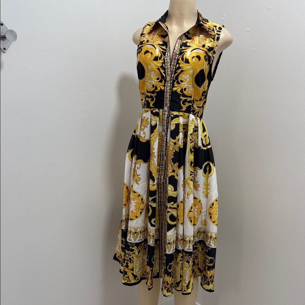 Elegant Black and Gold Women's Shirt Dress